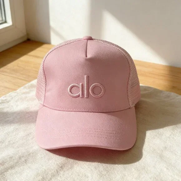 Alo Pink Embroidered Mesh Trucker Cap - Picture 1 of 4